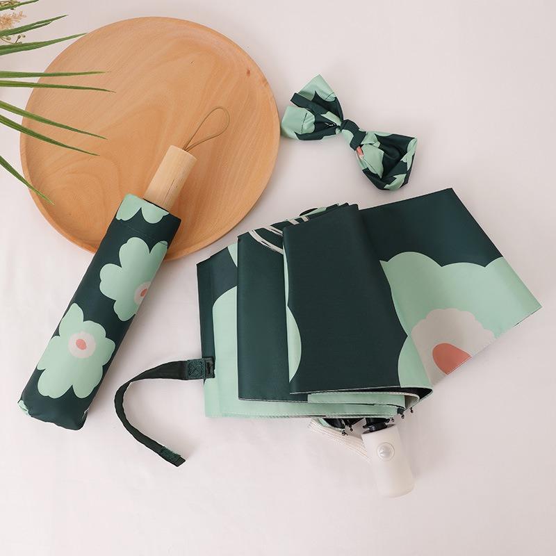 Umbrella Anti-ultraviolet Sun Umbrella Parasol Folding Umbrella Small Fresh Vinyl Weather and Rain Umbrella