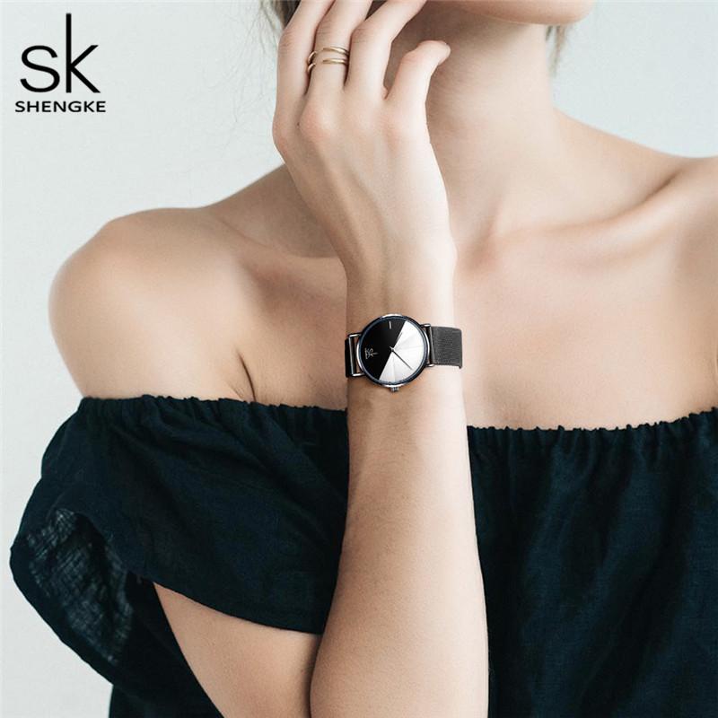 SK Роскошные кожаные часы Женские креативные модные кварцевые часы для женщин Наручные часы Подарочные часы