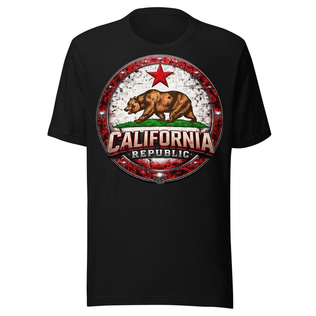 California Republic — Oso Vintage Metal Style Arte Retro del Estado de California Unisex t-shirt