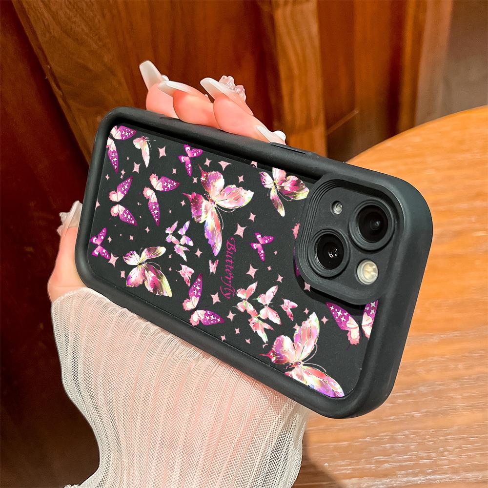 Для iPhone 16 15 14 13 12 11 Pro Max XS Max XR X SE 8 7 красочный узор бабочек мягкий силиконовый полный защитный чехол для телефона объектив