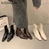 Fashion SUOJIALUN 2025 Winter New Brand Women Ankle Boots Fashion Round Toe Med Square Heel Short Boots Round Toe Outdoor Dress Pumps