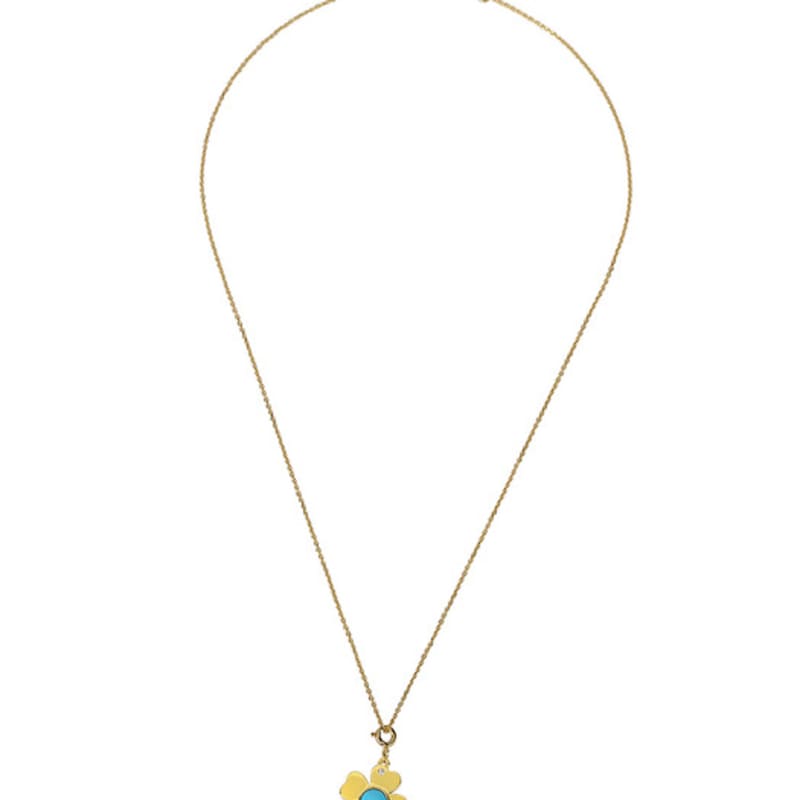 Reve clover & бирюзовый Q длинное ожерелье