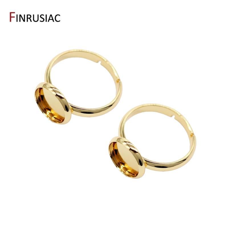 Jewelry Making Supplies 14K Gold Plated 10mm Ring Settings For DIY Women Ring Making Fittings wholesale