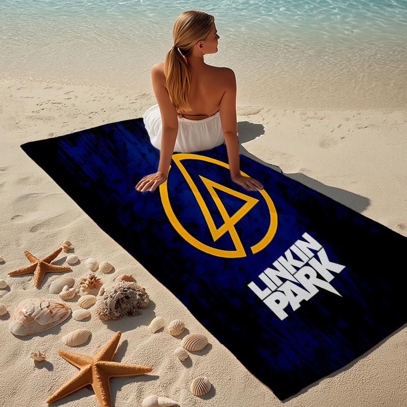 proof beach towel with a Linkin Park pattern - soft,absorbent,quick-drying,machine washable - perfect for swimming,camping,bathing