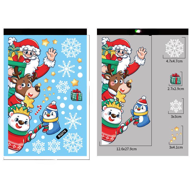 Christmas Decoration Window Stickers Cartoon Elk Santa Claus Snowman Xmas Mirror Stickers Merry Christma Sticker New Year