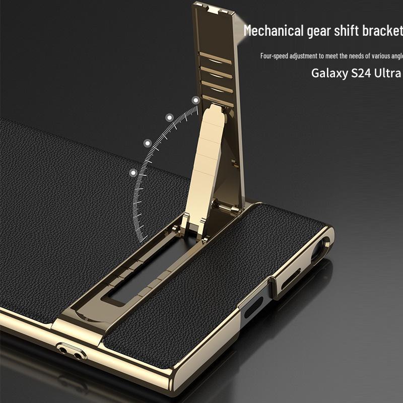 GKK Электролитический кожаный чехол-подставка для телефона для S24 Ultra/S23U - Ударопрочная точная крышка
