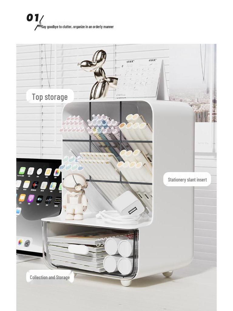 Наклонный держатель для ручек Органайзер для стола - Большая вместимость