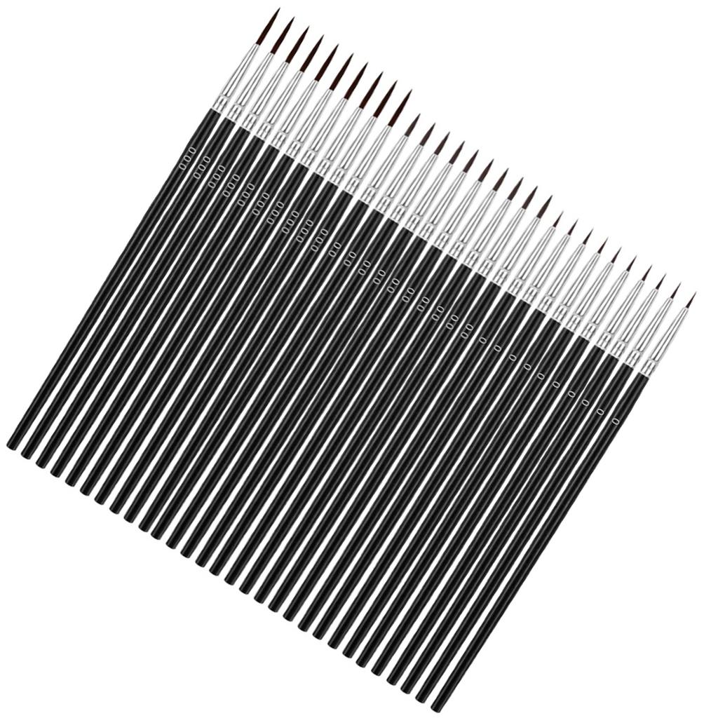 Набор кистей для тонкой детализации 30 шт. Деревянная ручка Нейлоновая щетина 3 размера Миниатюрные тонкие кисти для росписи лица