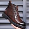 Men's Retro High-Top Martin Winter Boots - Thick Sole, Plus Velvet, Leather, Trendy & Warm for Outdoors