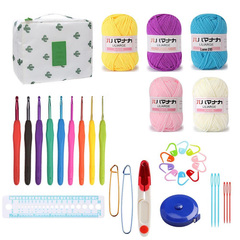 58-Piece Crochet Kit: Beginner's Portable Yarn & Knitting Tools