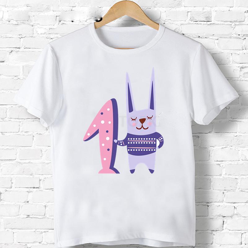 Детская футболка для мальчиков и девочек, футболка с принтом «С днем ​​рождения», цифра 1–9, детская футболка с рисунком льва и жирафа, детская подарочная одежда