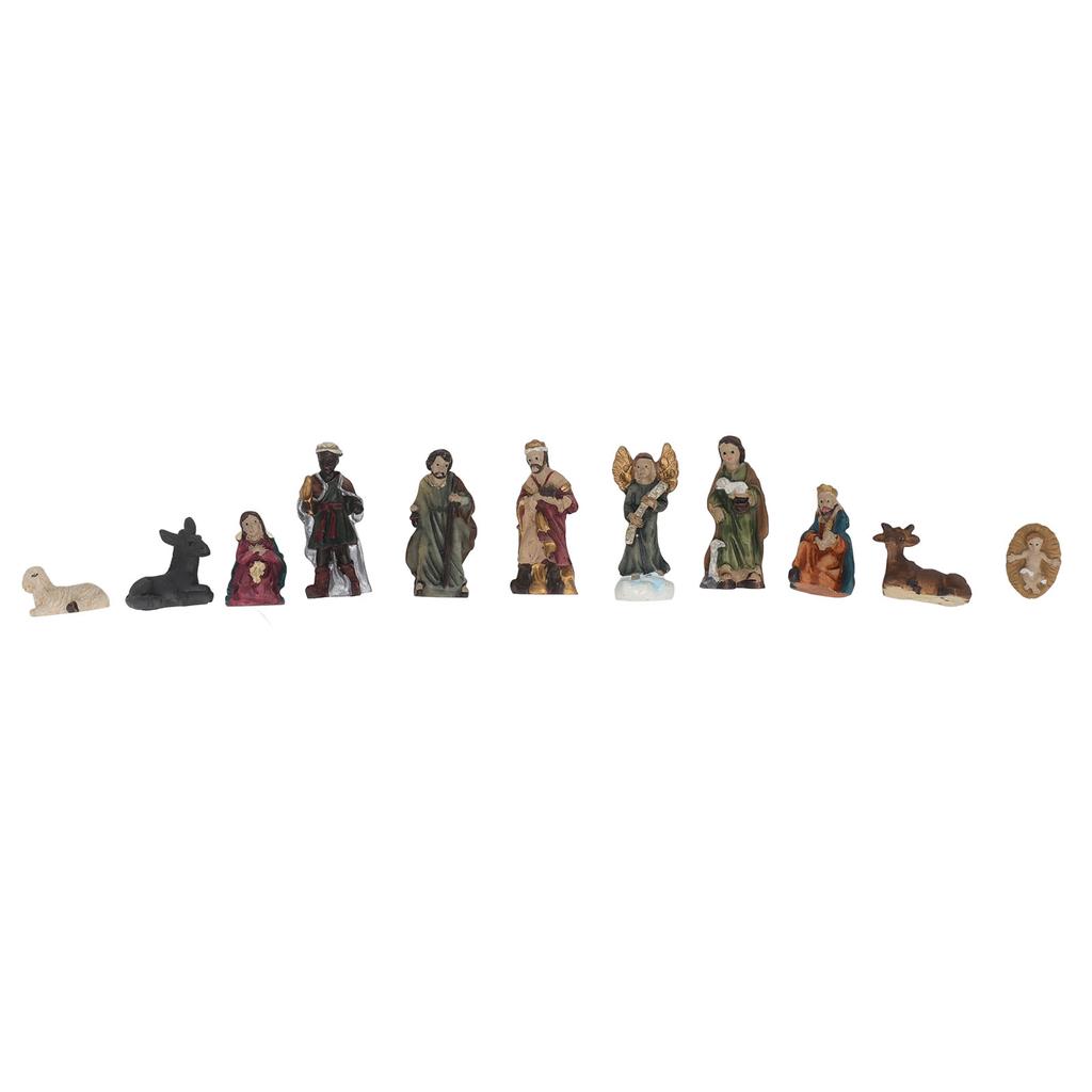 11 Pcs Christmas Resin Nativity Sets Vivid Lifelike Christmas Ornament Gifts for Holiday Desktop