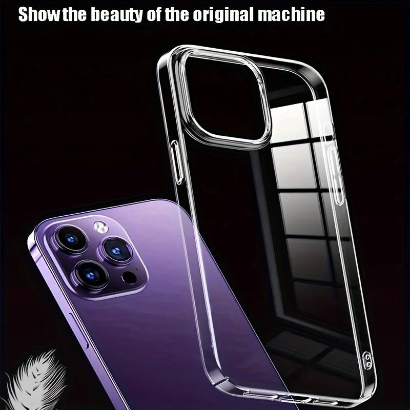 Ультратонкий прозрачный акриловый чехол для телефона для iPhone 16 15 14 Plus 13 12 11 Pro Max Задняя крышка телефона Прозрачный противоударный чехол