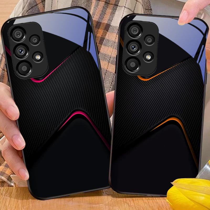 Простой и большой для Samsung Galaxy S10 20 Plus 21 FE 22 23 24 FE 25 Ultra Черный Чехол для телефона из закаленного стекла Жесткий чехол