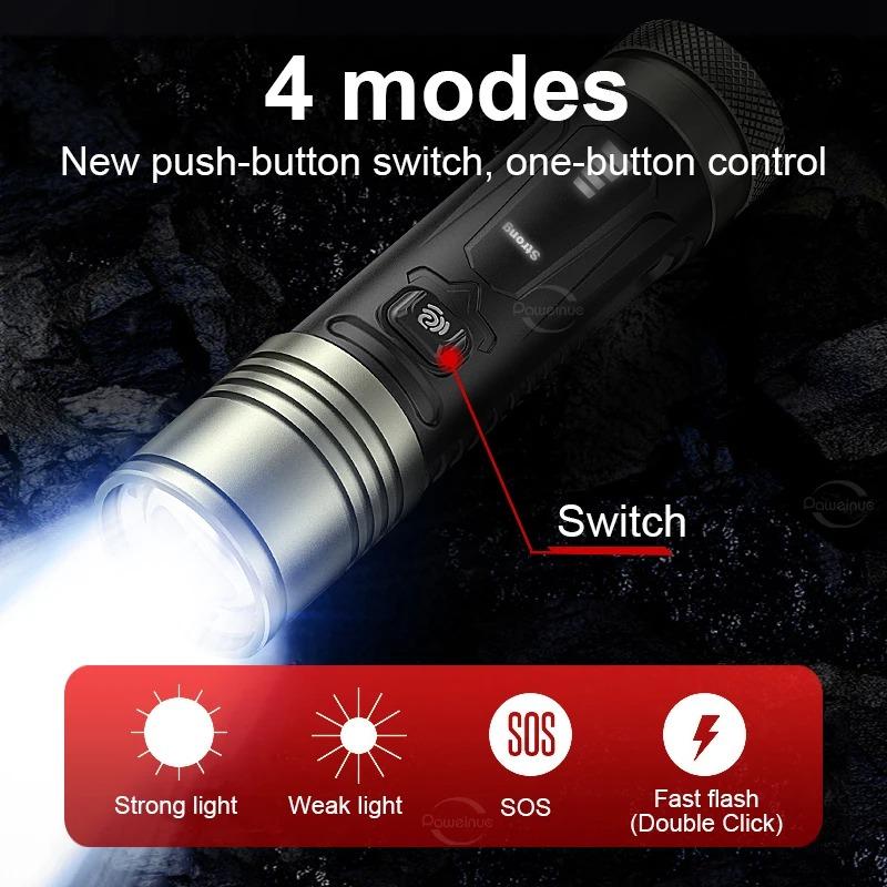 Самый мощный фонарик XHP360 LED кемпинговый фонарь сверхъяркие дальнобойные фонарики диммируемые перезаряжаемые лампы для улицы