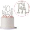 50 Топпер для торта Премиум Серебристый металл 50 и Потрясающий Вечеринка в честь 50-летия Блестящее украшение из страз Создает отличное центральное украшение
