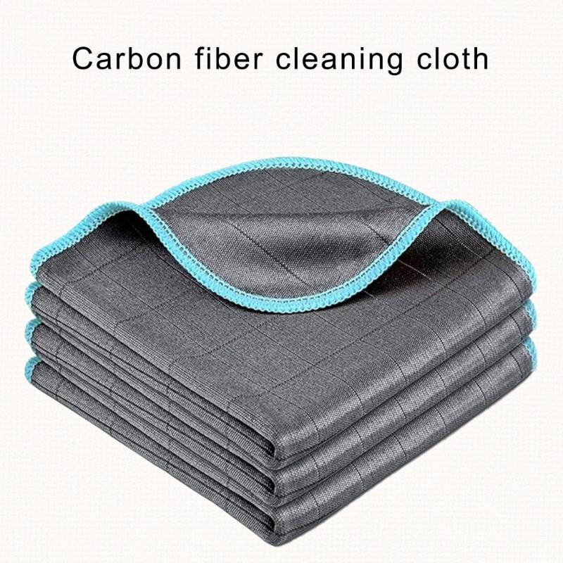 Набор из 3 чистящих полотенец из углеродного волокна, не оставляющих разводов. Многоцелевое использование для чистки автомобилей, окон, столешниц и полировки.