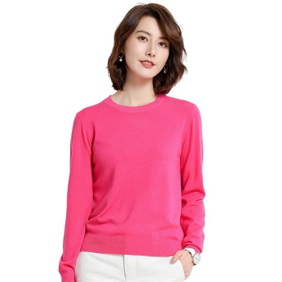 Женские зимние топы, однотонные, с круглым вырезом, с длинным рукавом, свитер, свободный