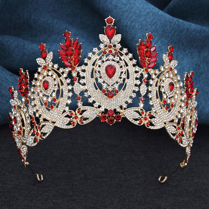 AB Crystal Pageant Miss Bridal Crown Vintage Baroque Rhinestone Big Tiara Wedding Headdress for Party Jewelry Hair Accessories