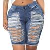 Модные женские эластичные джинсы с карманами, джинсовые брюки, повседневные шорты с дыркой внизу