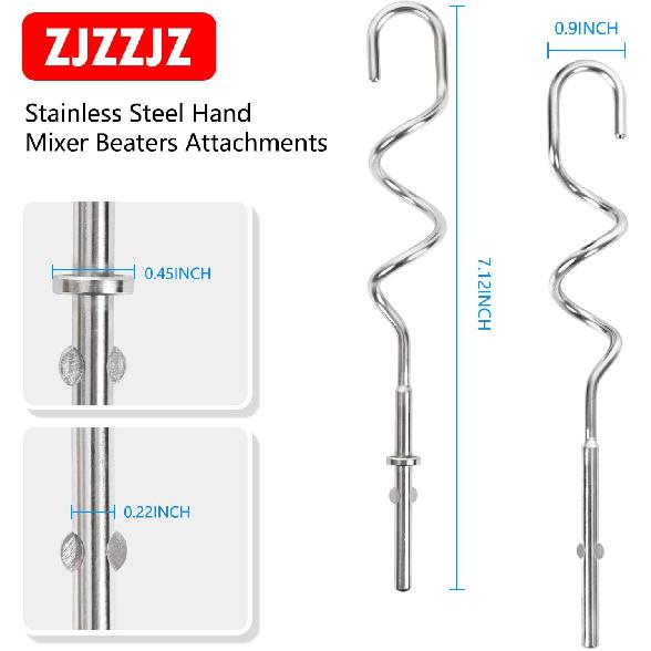 KHM512 Hand Mixer Dough Hooks Attachments Suitable for KitchenAid Hand Mixers. Stainless Steel Dough Hooks. Replacement KHM 5KSM KSM KSMO KSMH Part