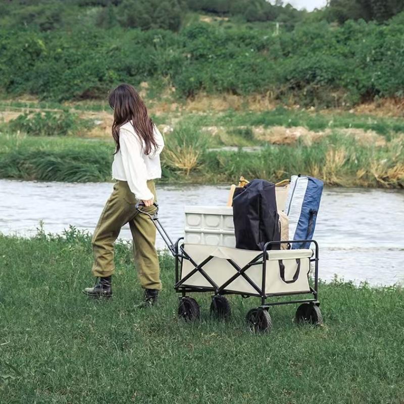 Портативная складная тележка для кемпинга на открытом воздухе, прицеп для перевозки песка, большая вместимость, хозяйственная тележка для пикника, рыбалки, шопинга