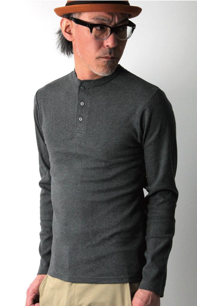 AVIREX Daily Series Henley Neck Long Sleeve T-Shirt 6153482 XL black