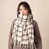Autumn And Winter New Women'S Gentle Beige Checkered Imitation Cashmere Scarf, Warm And Versatile, Student Couple Scarf