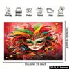 2D Carnival Mask Backdrop - Vibrant Feather Mask Banner for Mardi Gras & Costume Party Photoshoot