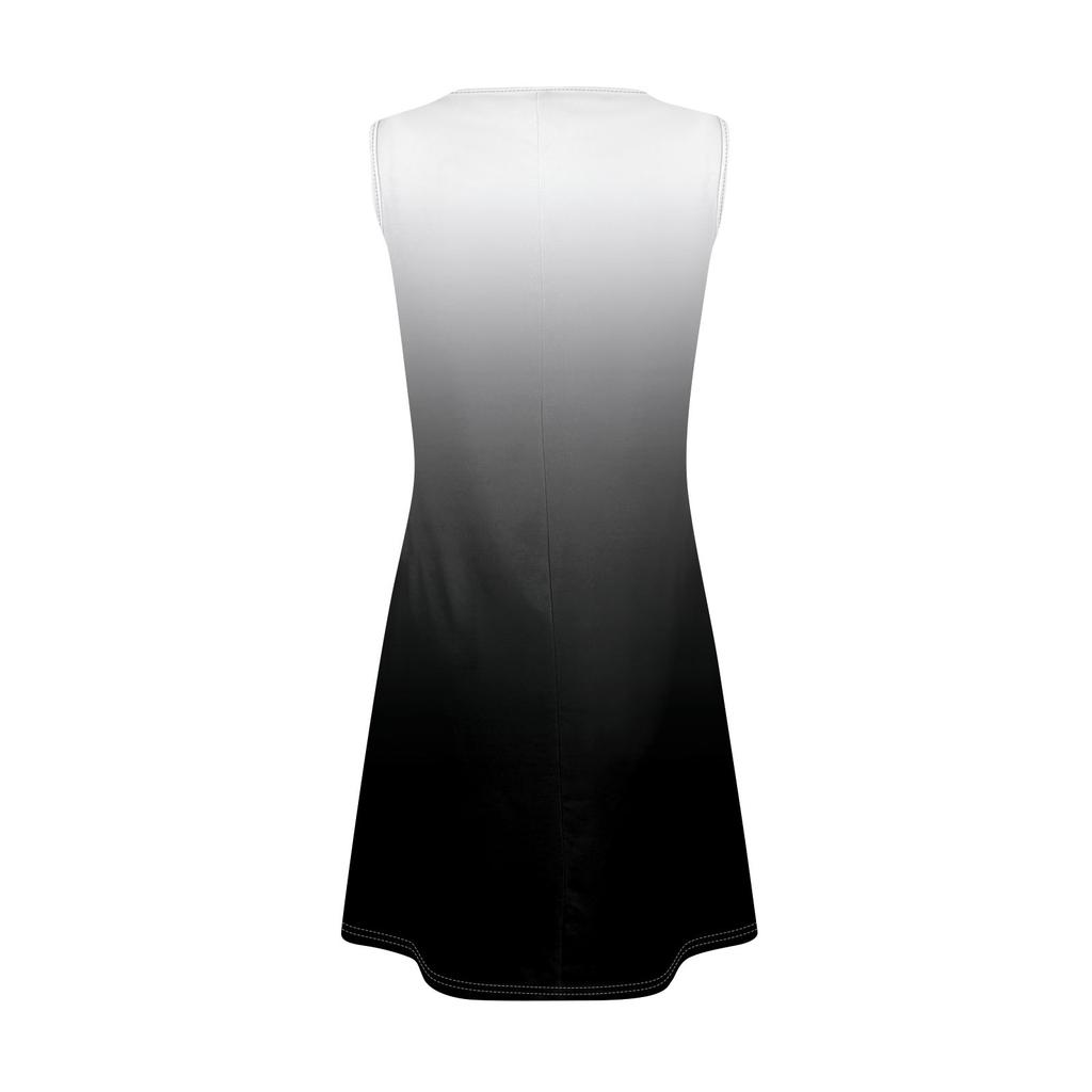 Женская мода Лето с круглым вырезом без рукавов Повседневная распашная Свободные платья с градиентом