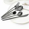 Зеркальный черный набор посуды, обеденный нож, вилка, ложка, столовые приборы, набор столовых приборов из нержавеющей стали, столовые приборы, кухонный домашний набор