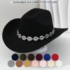 Unisex Western Cowboy Hat Vintage Jazz Fedora With Metal Drop Gem Accent Wide Brim