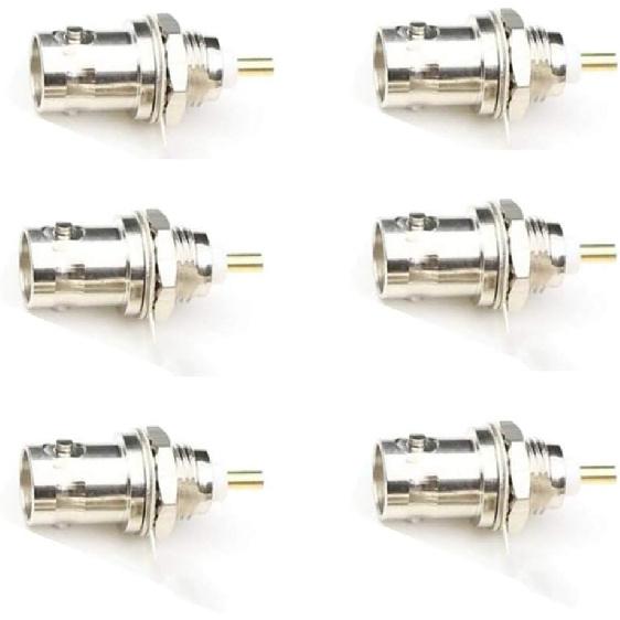 BNC Chassis Panel Mount Socket Female Jack Solder Type Connectors Adapter 6-Pack