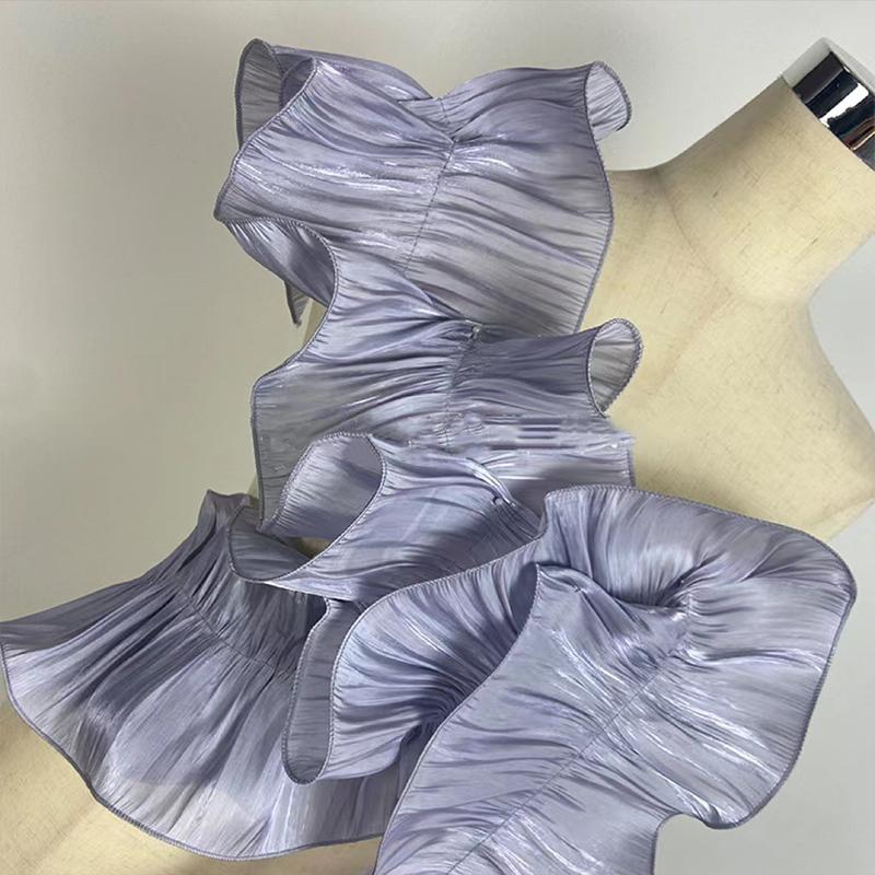 3 ярда Кружевная отделка "Большая волна" Яркий шелковый сатин Складчатая оборка Аппликация из ткани DIY Косплей Танцевальные представления Аксессуары для одежды