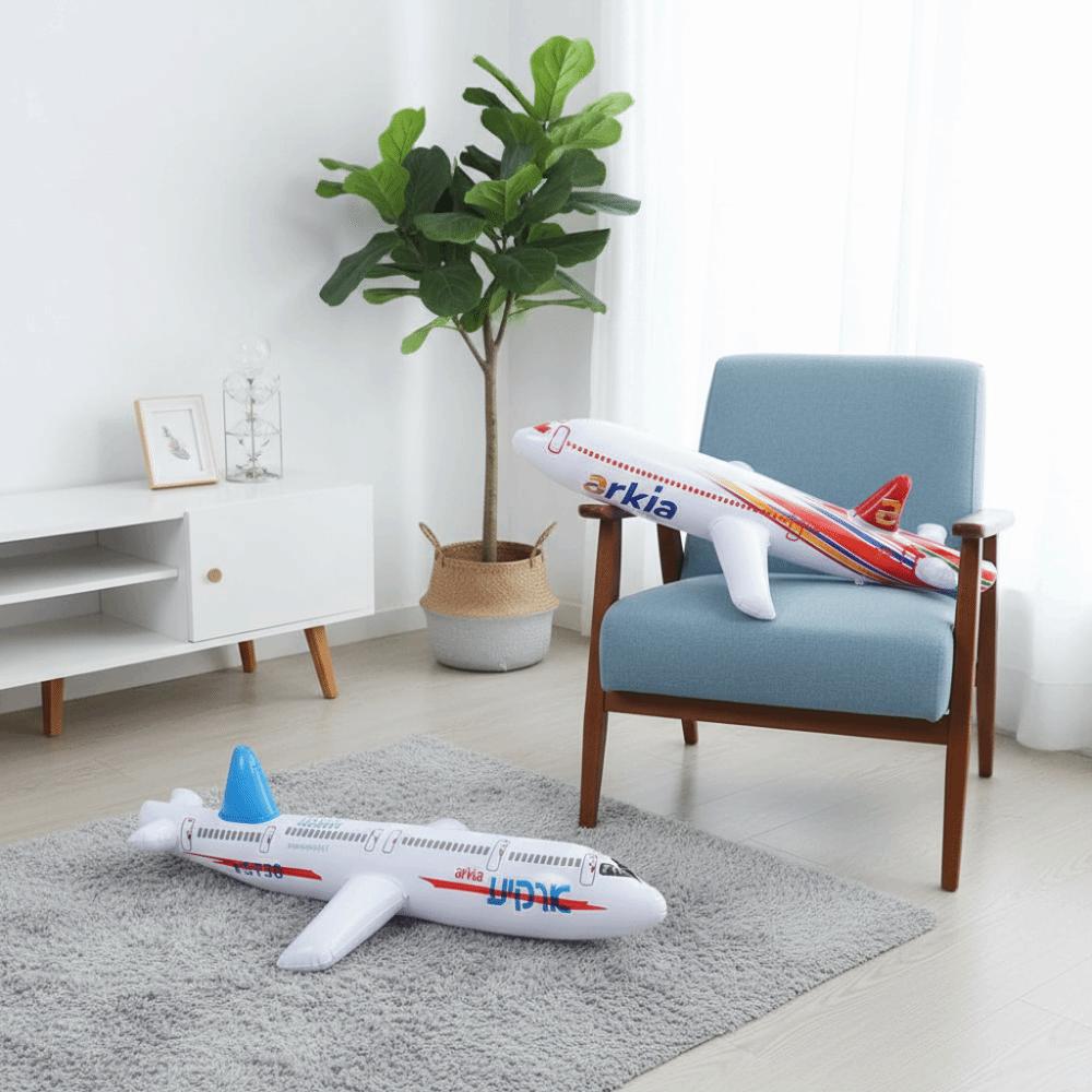 2 Colors Inflatable Airliner Toy PVC Inflatable Airliner Inflatable Cartoon Plane Outdoor Sports
