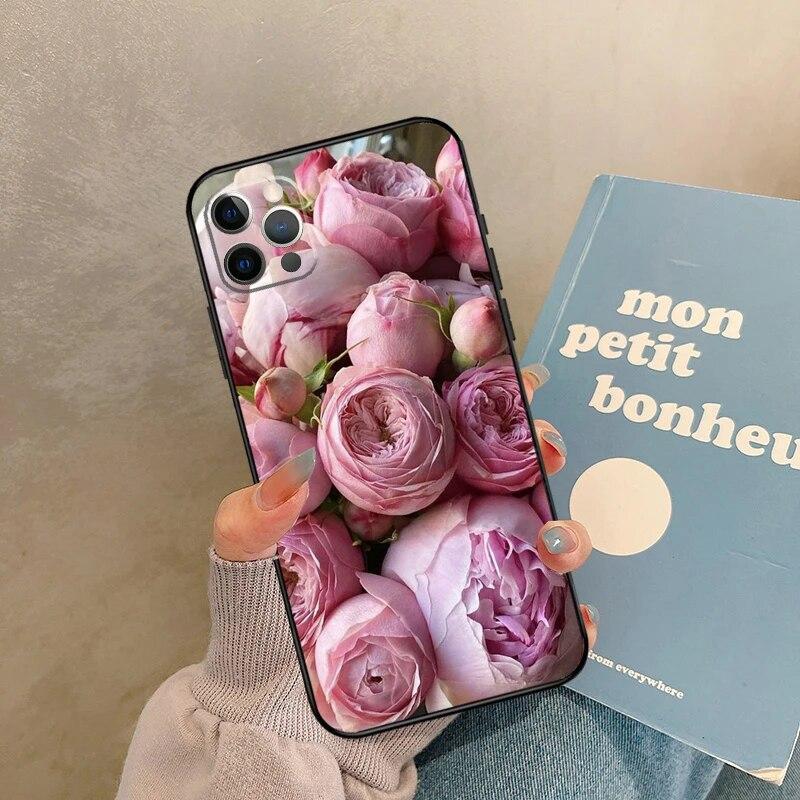 Розовый фиолетовый чехол для телефона с изображением пиона для iPhone Samsung Galaxy Redmi Xiaomi Oppo OnePlus Note SA 7 8 9 10 11 12 13 14 20 21 22 23 53 54 Pro Max Plus Ultra
