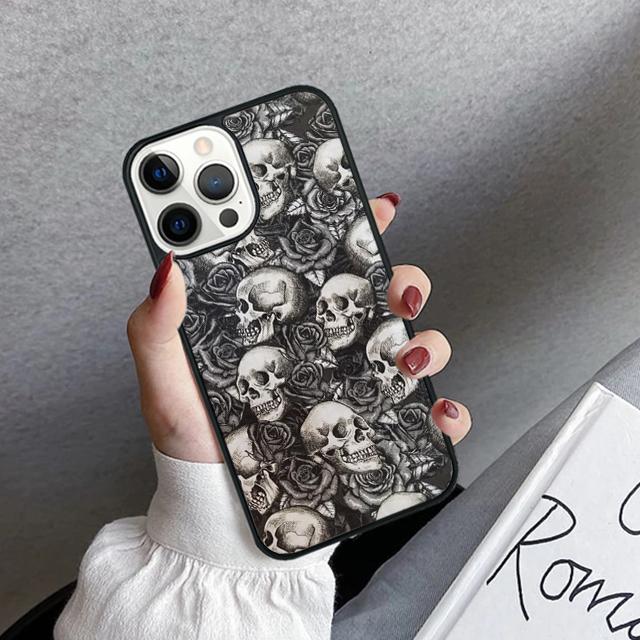 Крутой готический чехол-бампер с черепом для iPhone 17 Air 16 15 14 plus 12 13 pro max coque Shell Fundas