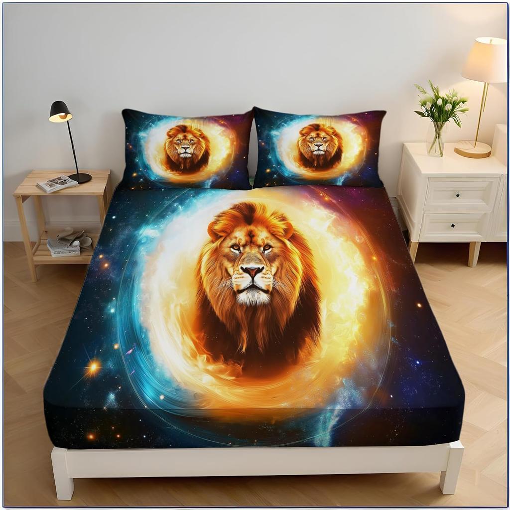 Детский комплект постельного белья с животными, мультяшный комплект простыней с принтом льва, детский для мальчиков и девочек, сафари, зоопарк, простыня на резинке, коллекция для спальни