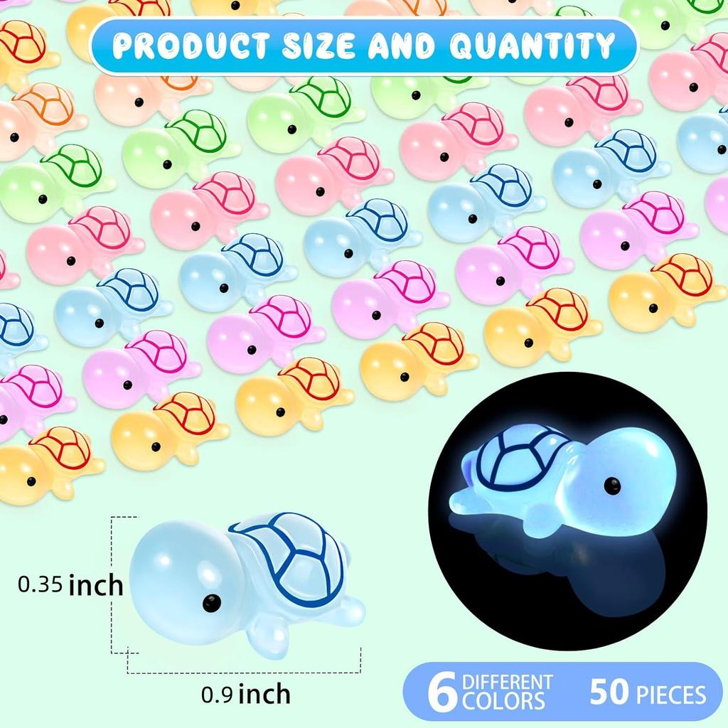 Luminous Mini Turtles Figurines Glow In The Dark, Cute Tiny Turtles for Cake Toppers Ocean Theme Decor Garden Micro Landscape