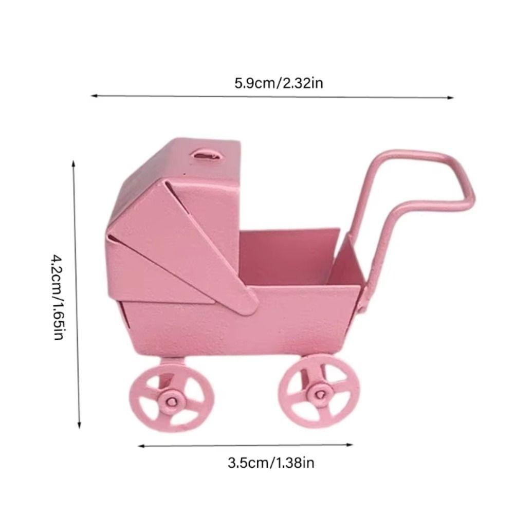 Wrought Iron Mini Bassinet Stroller Realistic Doll Pram Toys Baby Stroller Model Kids Pretend Play