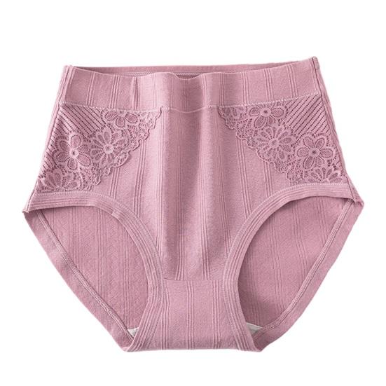 Женское хлопковое нижнее белье Дамские мягкие эластичные трусики с контролем живота Трусики с высокой посадкой Кружевные хипстеры Полностью закрывающие трусы
