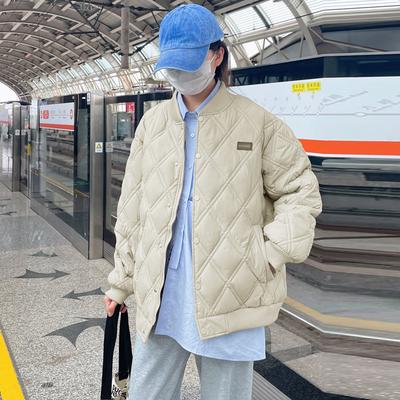 Зима 2025 новые продукты: короткая свободная повседневная куртка из тонкого хлопка в ромбовидную клетку со стойкой, стеганая куртка для девушки