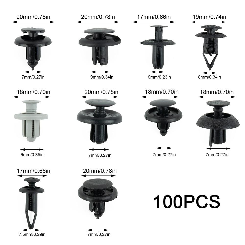 100Pcs Car Trim Clips Rivet Door Panel Retainer Fastener Mud Flaps Push Set