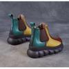 Johnature Rainbow Genuine Leather Short Boots Chelsea Wedge Heel Thick Soled Waterproof Women's Boots