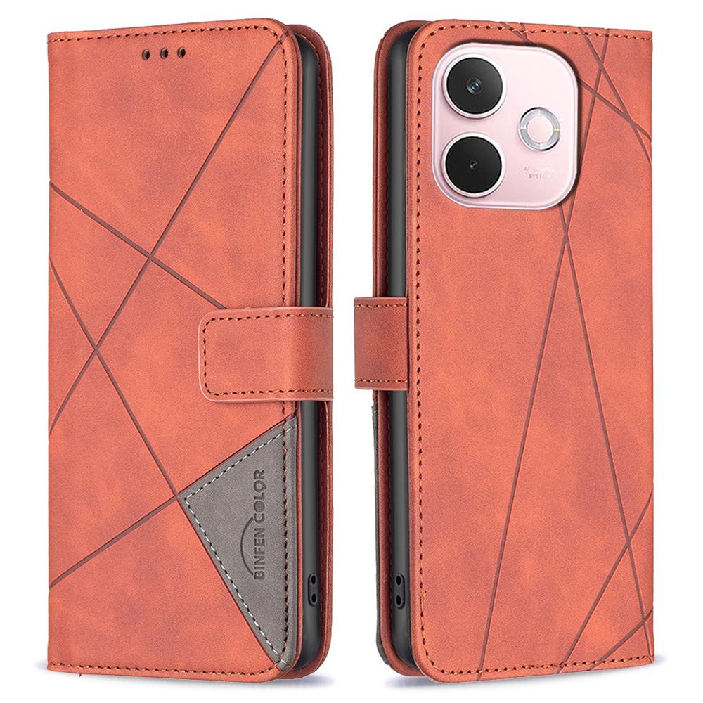 BINFEN COLOR For Oppo A5 Pro 5G Phone Cases Wallet Stand Geometry Imprinted Leather Cover