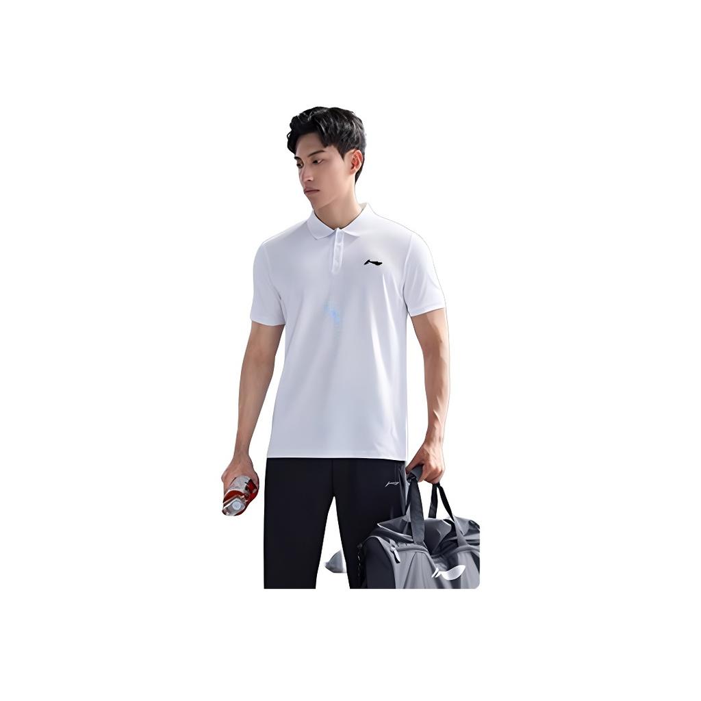Мужская рубашка-поло Li Ning Plain Color Breathable с коротким рукавом, белая APLT197-1