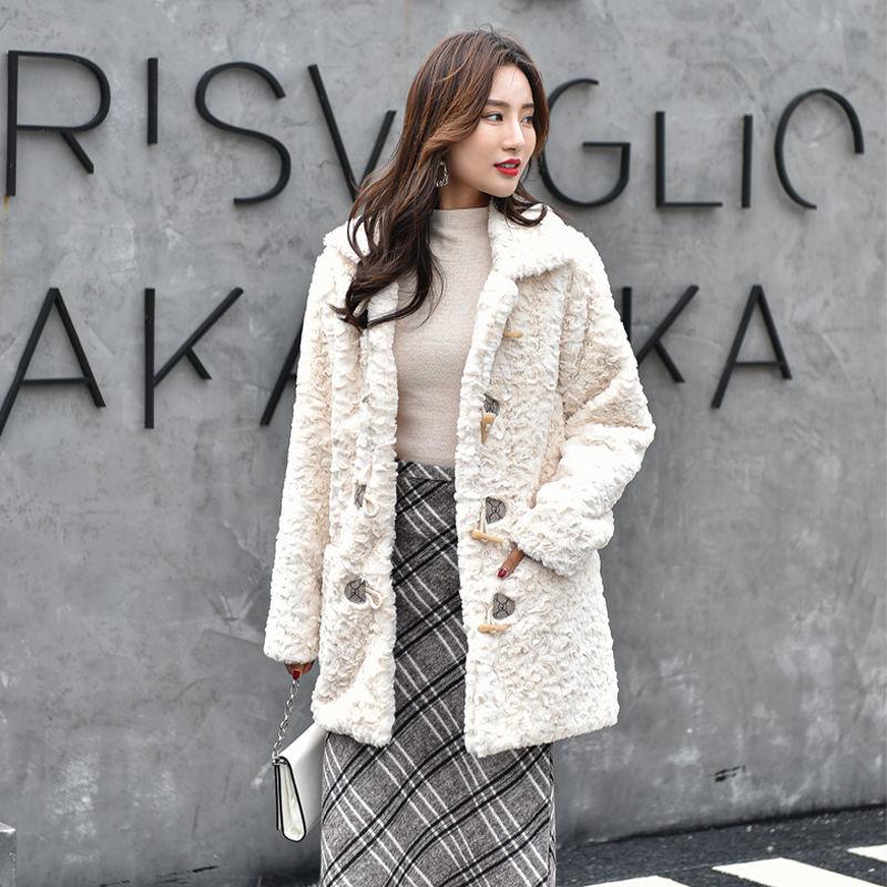 Осень-зима новая шуба женская средней длины из норки с начесом плюшевая шерстяная куртка