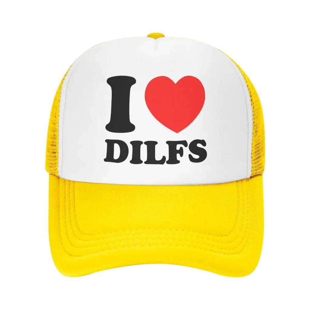 Модная Унисекс Кепка Тракер I Love Dilfs, Взрослая Регулируемая Бейсболка для Женщин и Мужчин, Уличная Кепка Тракер