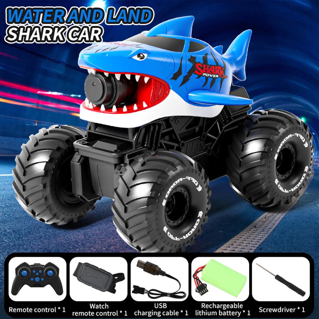 Amphibious RC Car, Remote Control Shark Toy with Water Spray, Gesture Sensing Off Road RC Truck, Water and Land RC