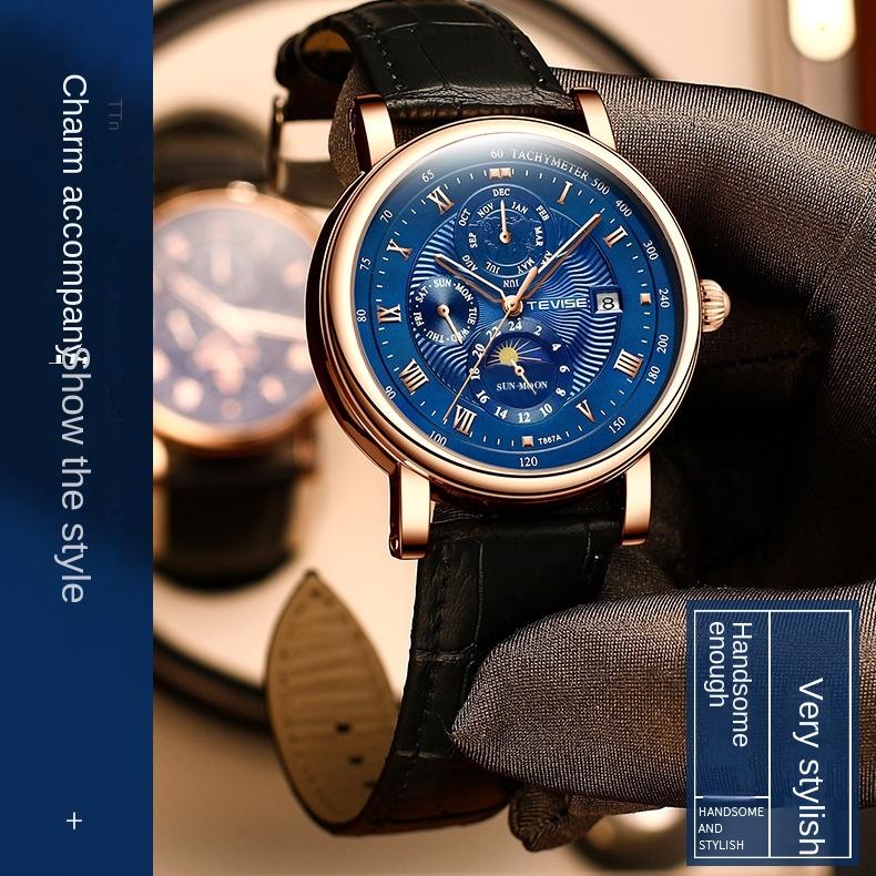 Новые тонкие механические часы TEVISE, мужские часы с календарем и большим циферблатом